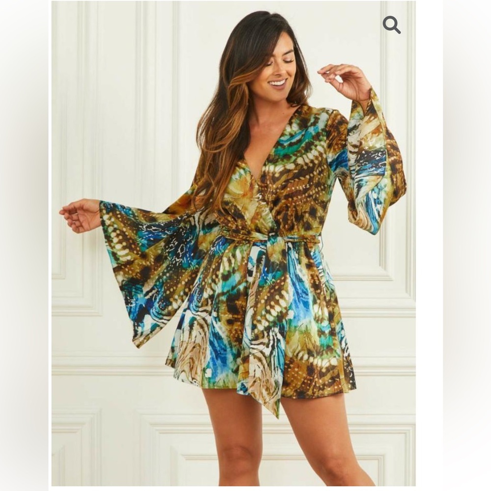 Marciano Vibrant Multicolor Satiny Romper - Size L